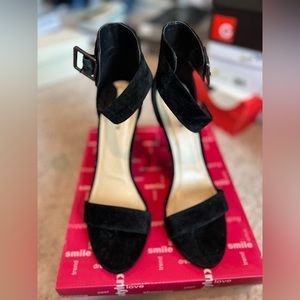 Black suede heels, size 9